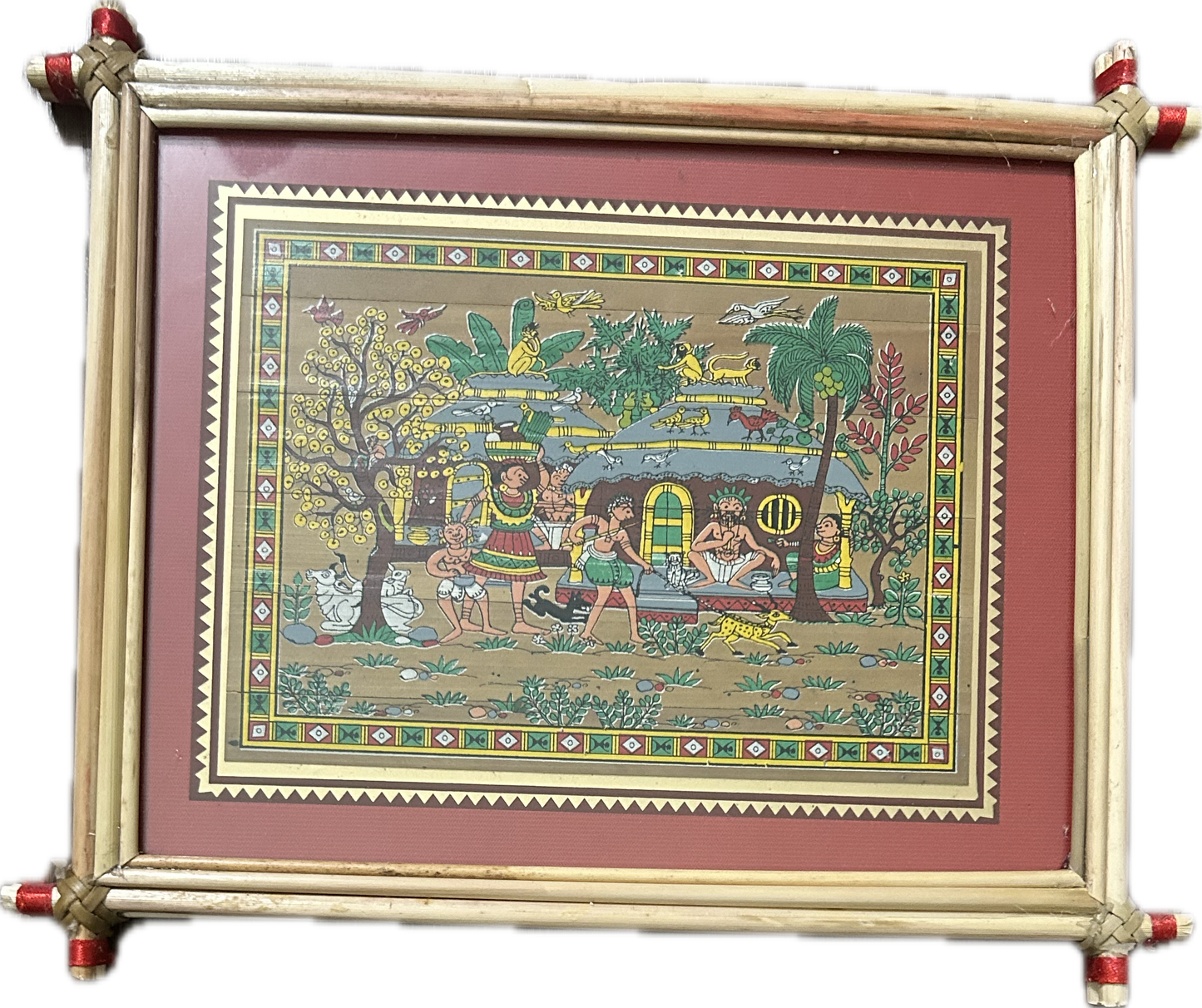 Framed Pattachitra Village Scene Painting