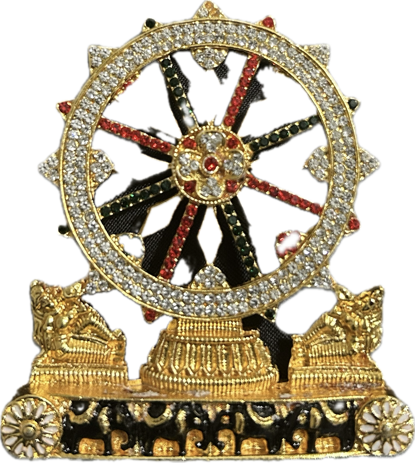 Dharmachakra with Gemstones - Buddhist Symbol of Enlightenment