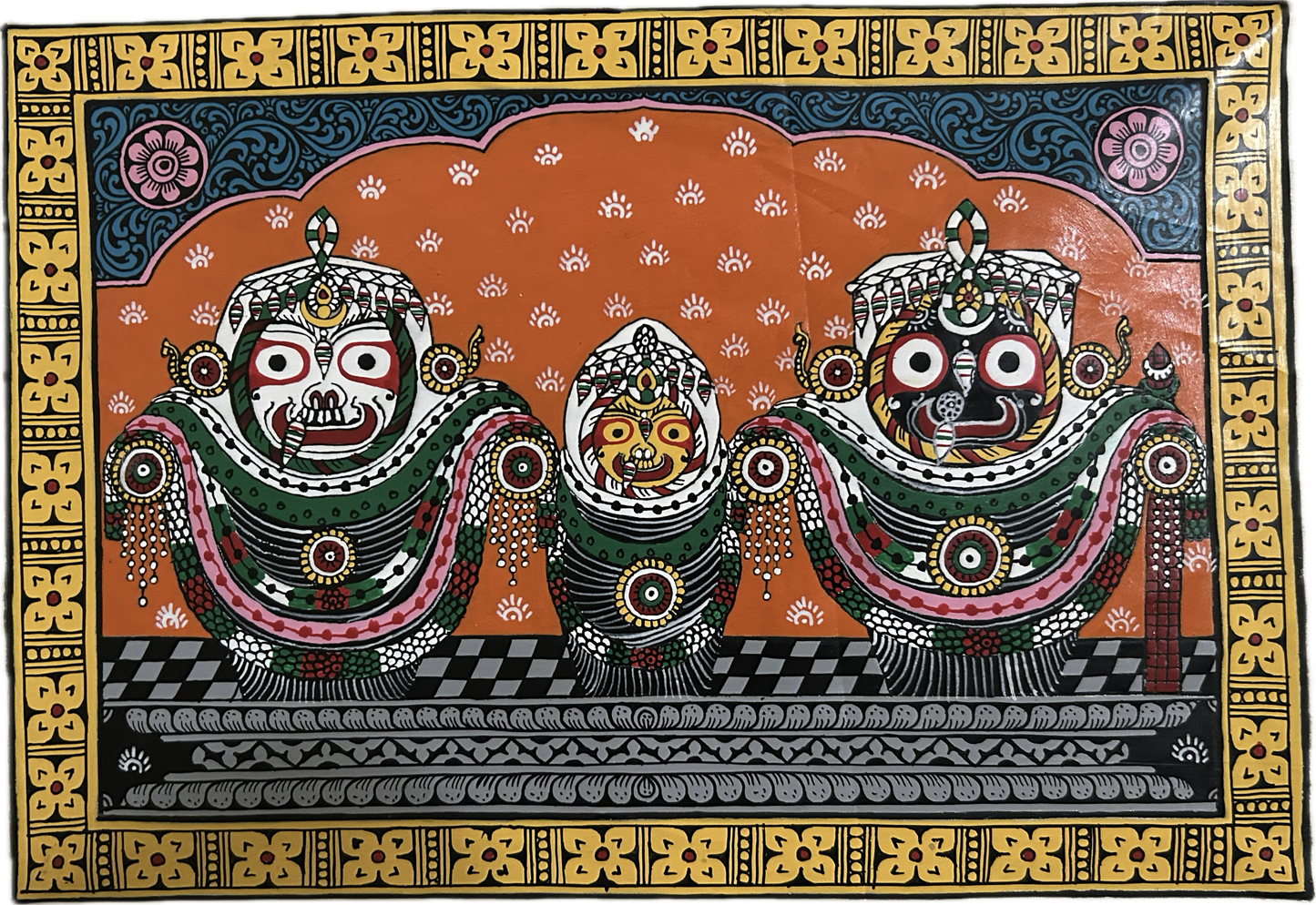 Hand-Painted Jagannath Trio Painting 14.6" X 10"