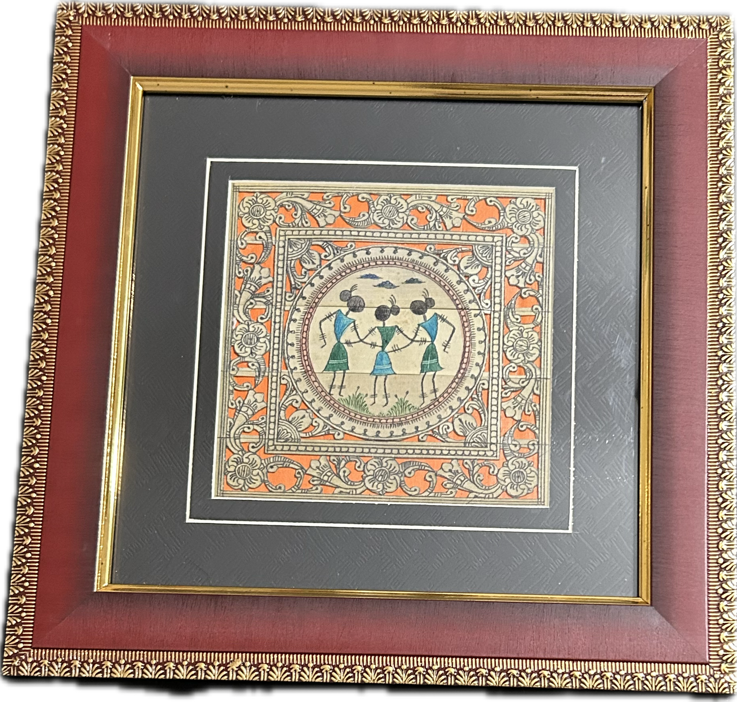 Framed Tribal Palm Leaf Pattachitra Painting