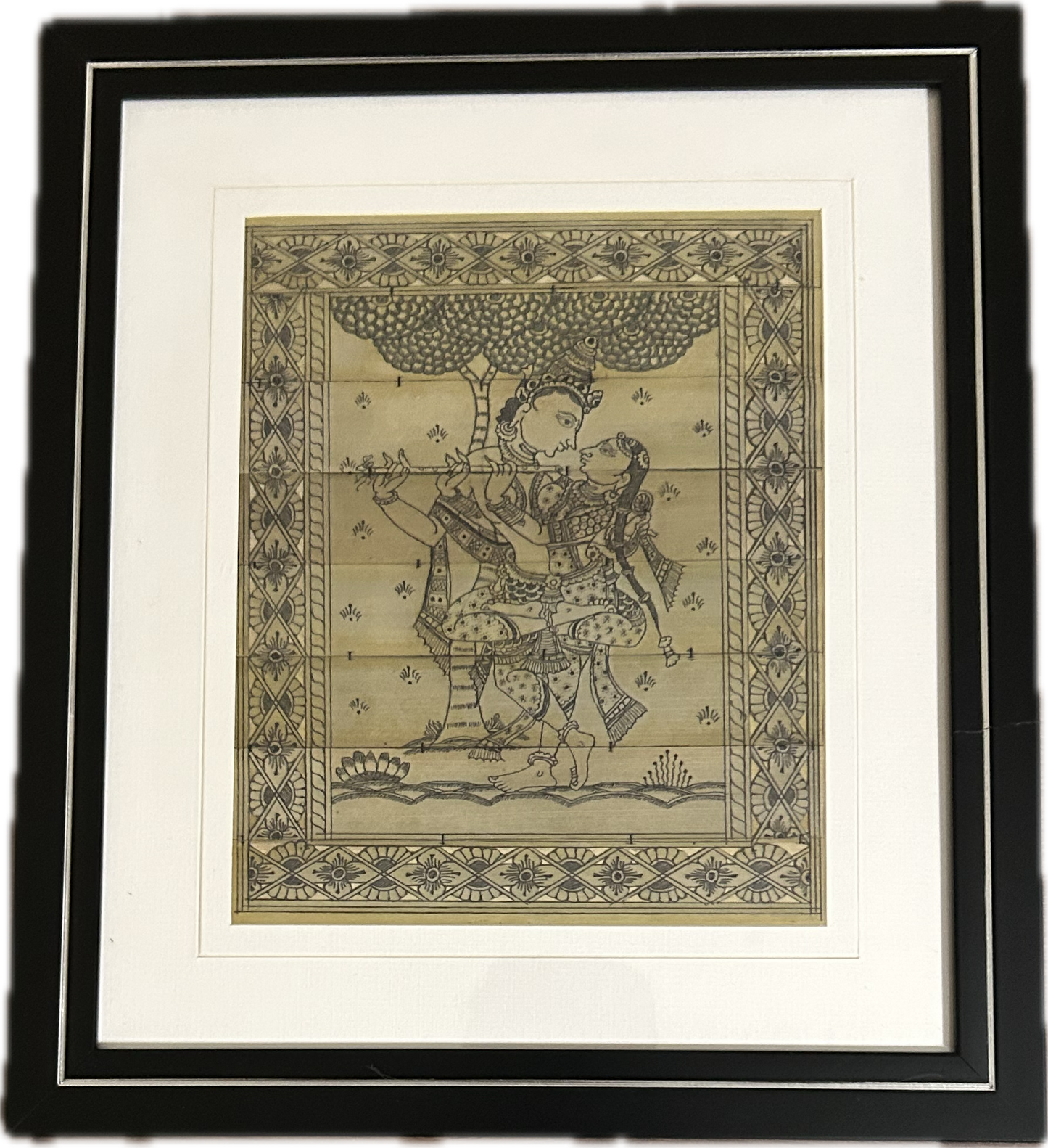 Framed Pattachitra Painting - Radha Krishna Love Story