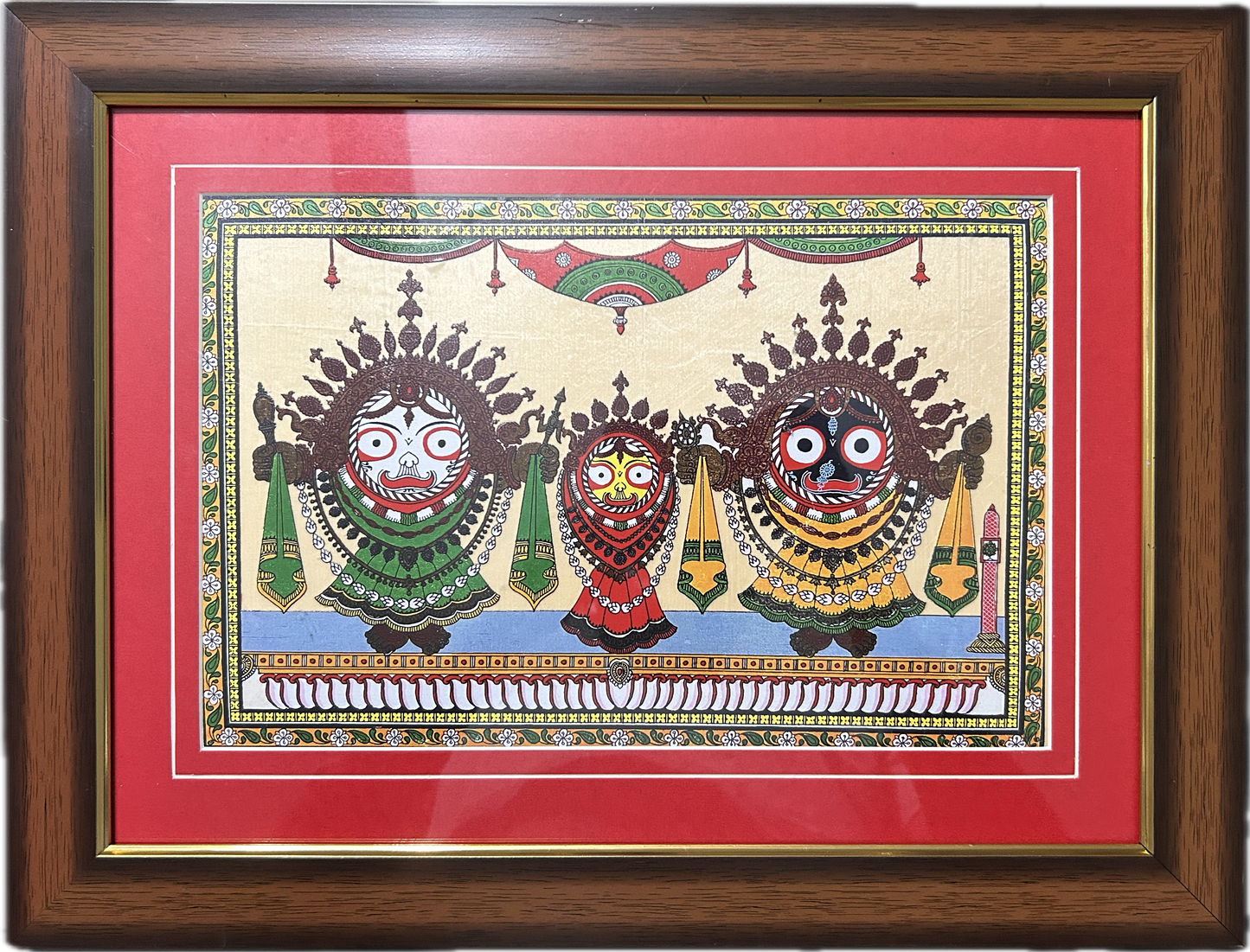 Framed Jagannath Trio Painting 14'' X 10''