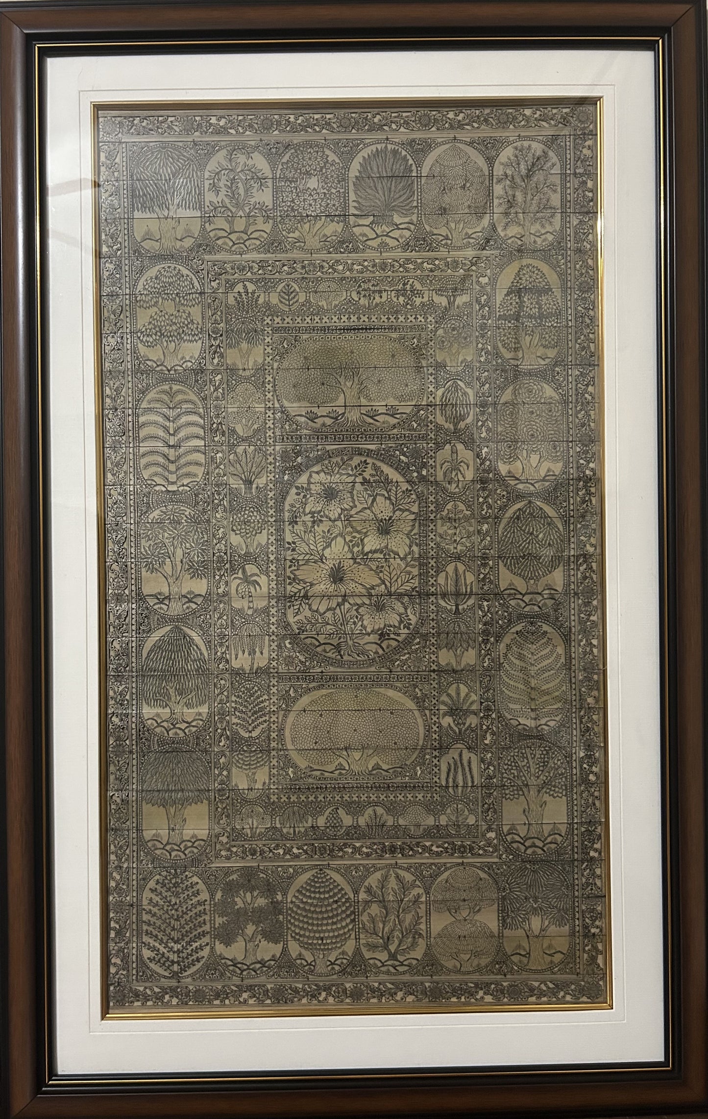 Framed Palm Leaf Carving