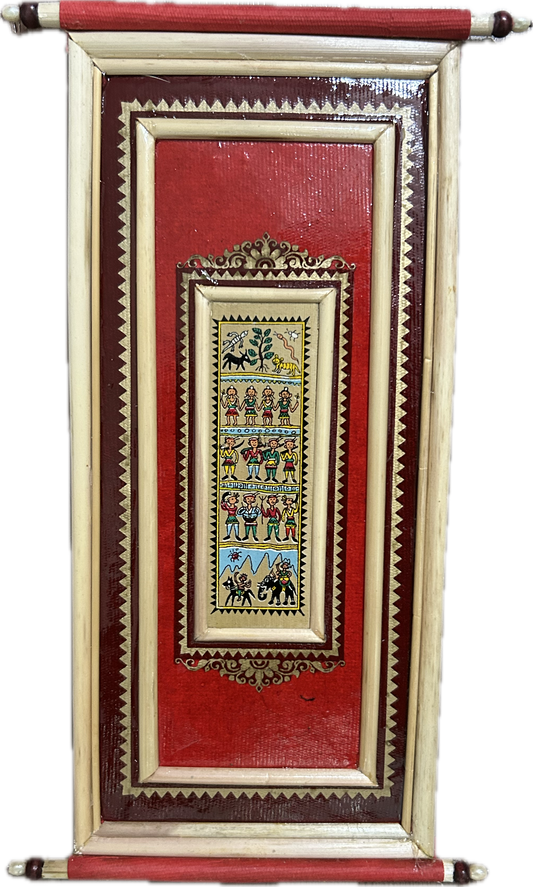 Framed Indian Tribal Art 7" X 3"