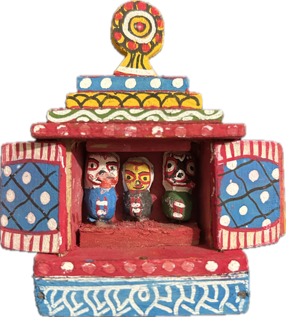 Wooden Jagannath Triad Shrine