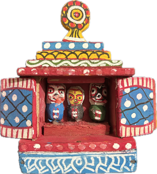 Wooden Jagannath Triad Shrine