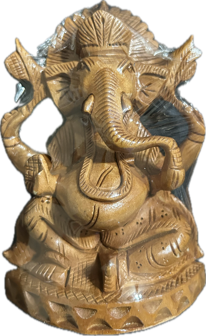 Carved Wooden Ganesha Statue