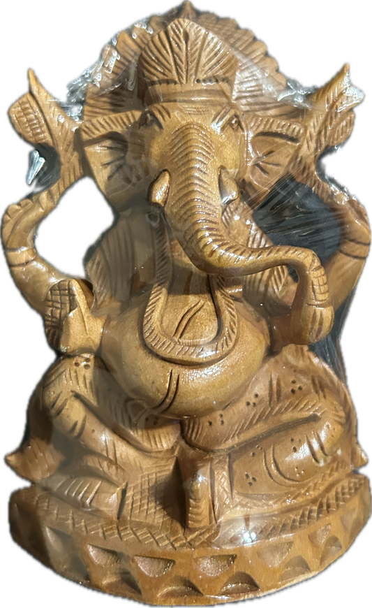 Carved Wooden Ganesha Statue