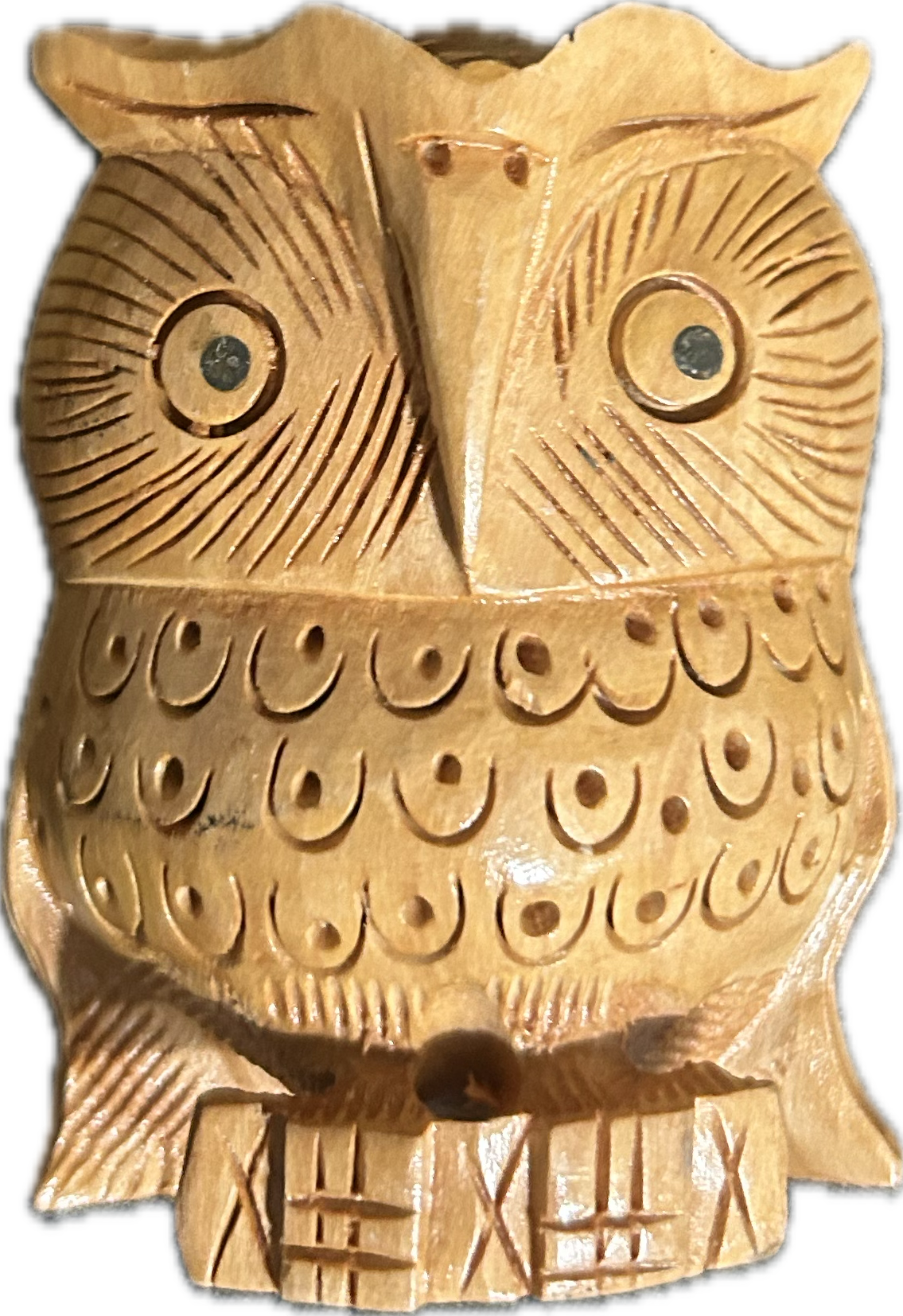 Carved Wooden Owl Figurine