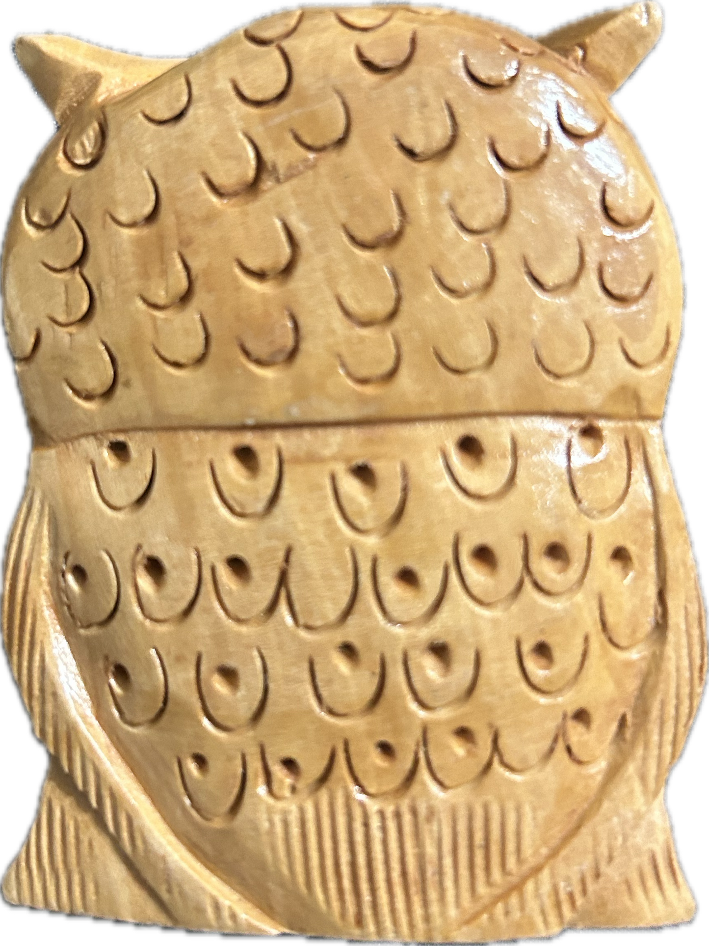 Carved Wooden Owl Figurine