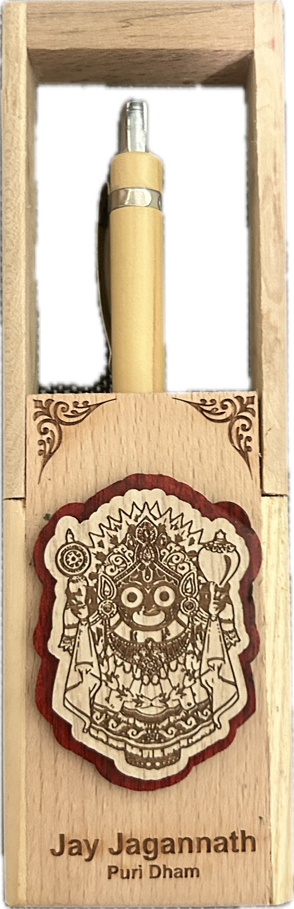 Wooden Pen with Lord Jagannath Laser Engraving