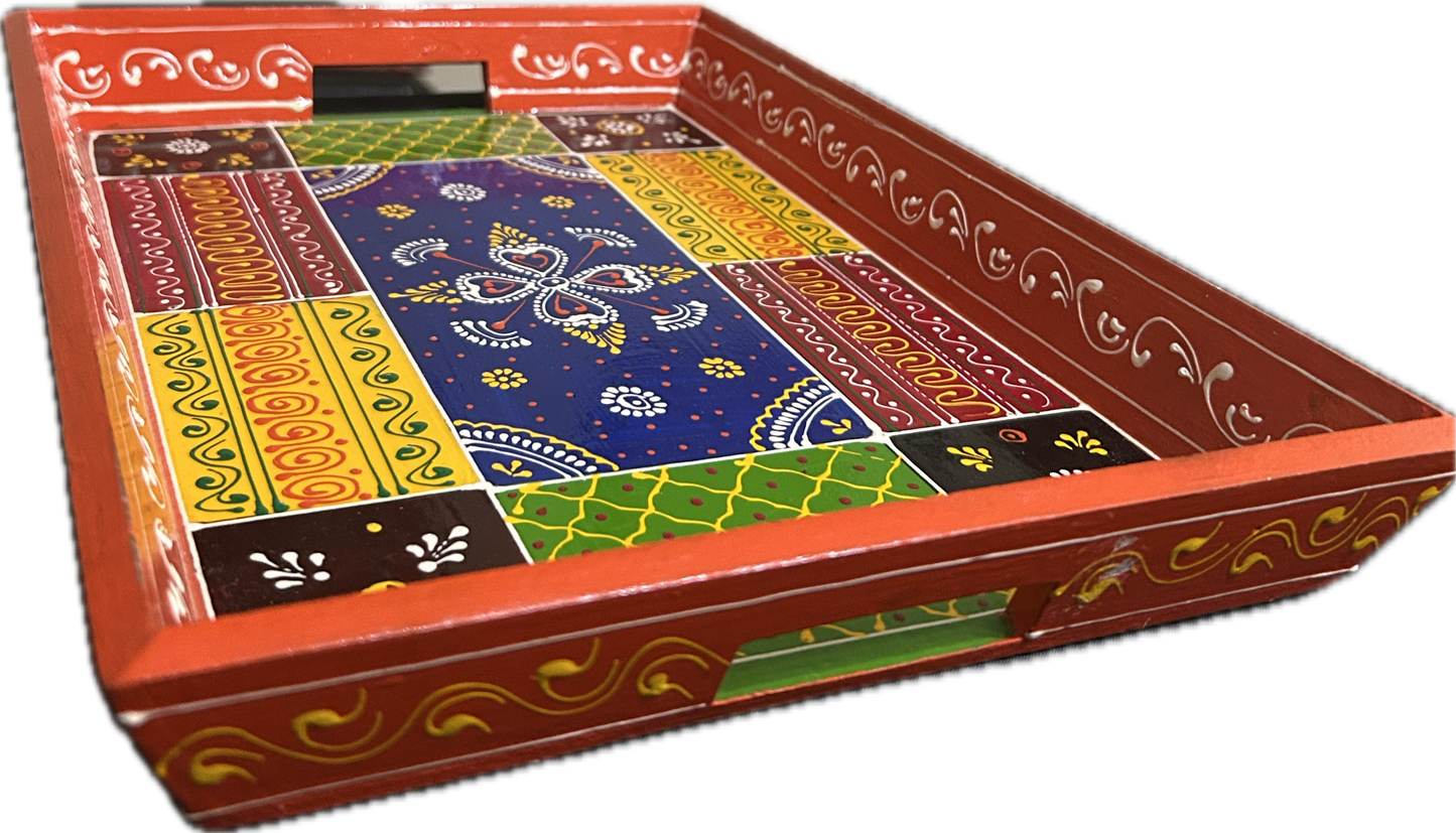 Hand-Painted Wooden Serving Tray