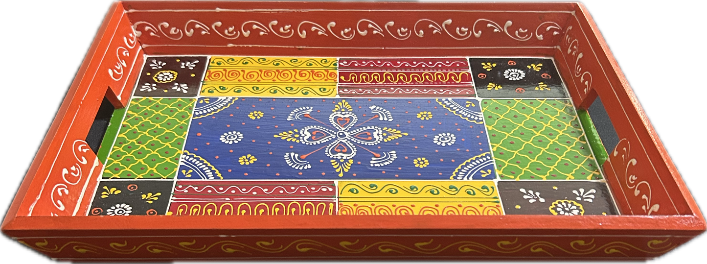 Hand-Painted Wooden Serving Tray