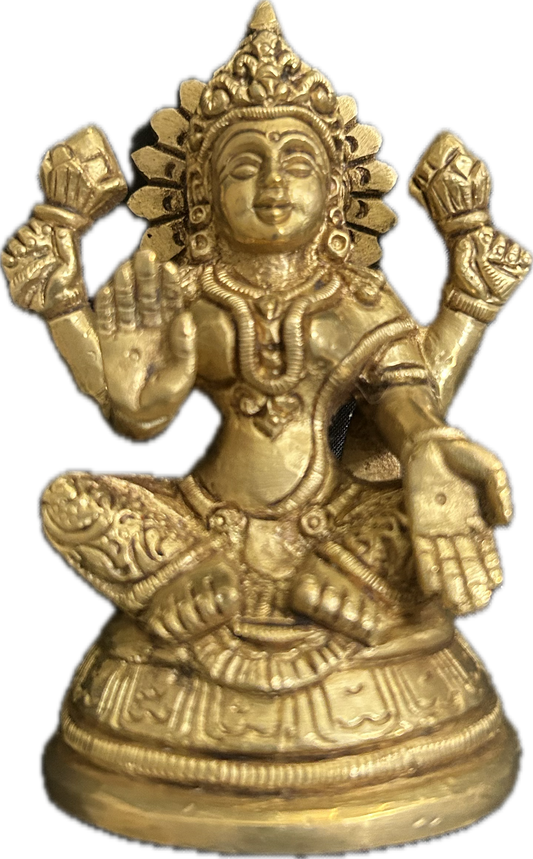 Brass Lakshmi Idol - Goddess of Wealth and Prosperity