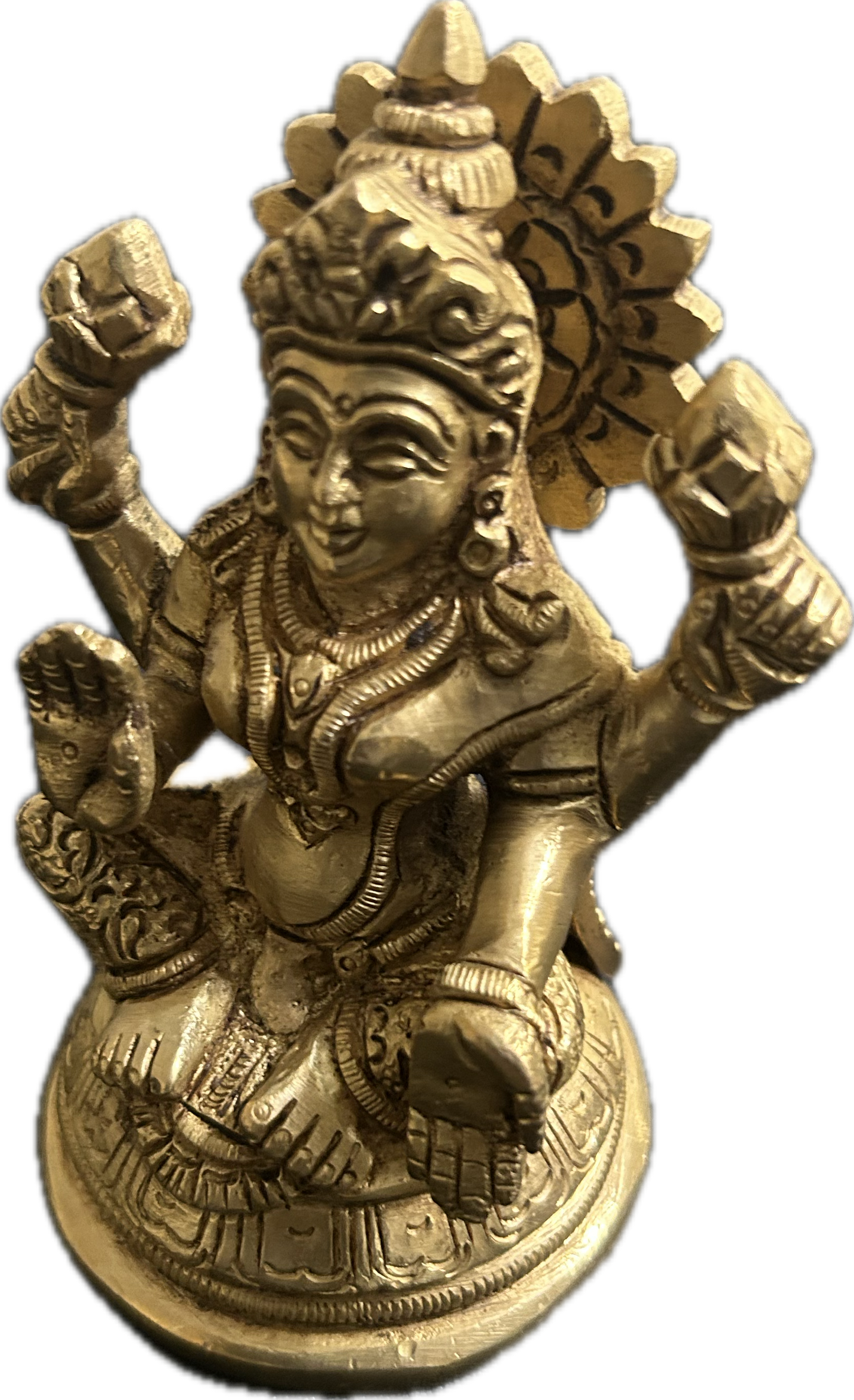 Brass Lakshmi Idol - Goddess of Wealth and Prosperity