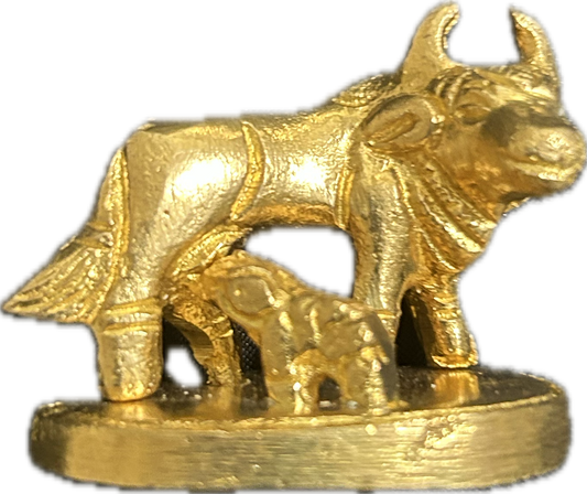 Brass Cow and Calf Figurine - Symbol of Motherhood and Abundance