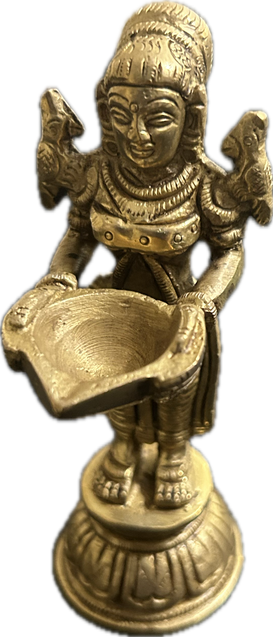 Brass Goddess Lakshmi Diya - Symbol of Wealth and Prosperity