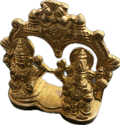Brass Lakshmi Ganesh Idol - Duo of Wealth and Wisdom
