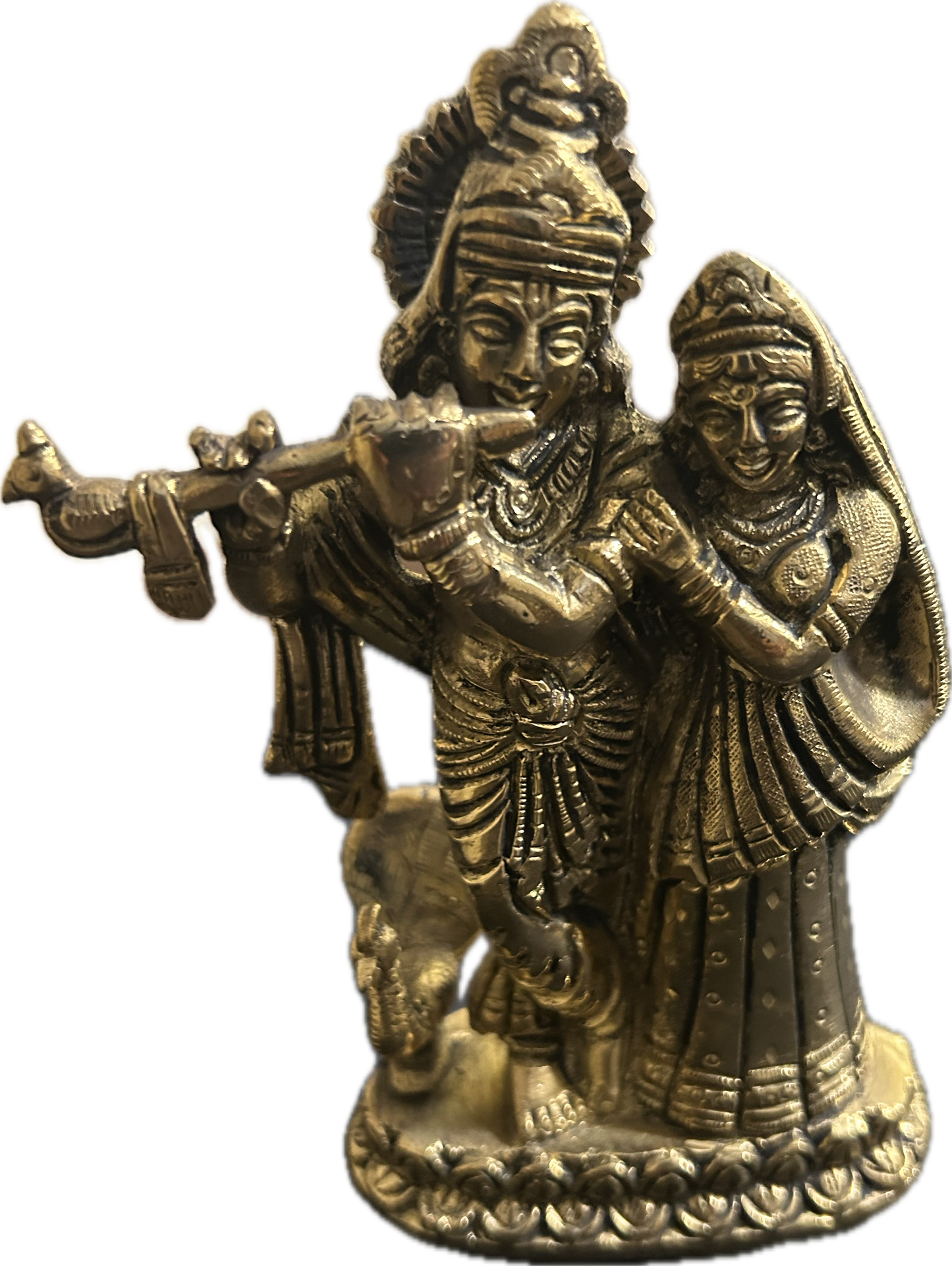 Brass Radha Krishna Idol - Divine Couple in Love