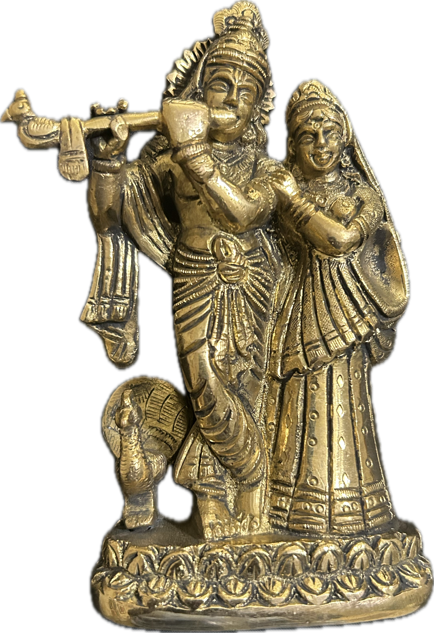 Brass Radha Krishna Idol - Divine Couple in Love