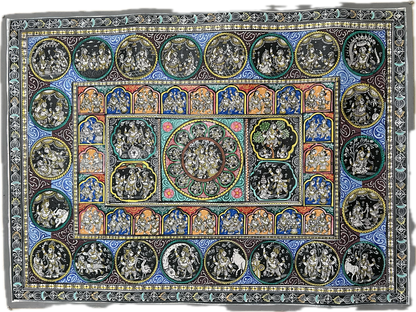Handcrafted Pattachitra Painting - Lord Krishna Leela Scenes 36" x 27"