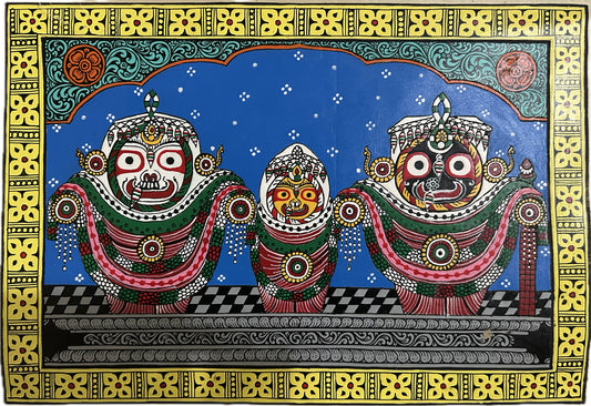 Hand-Painted Jagannath Trio Painting 14.6" X 10"