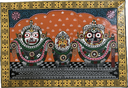 Hand-Painted Jagannath Trio Painting 14.6" X 10"