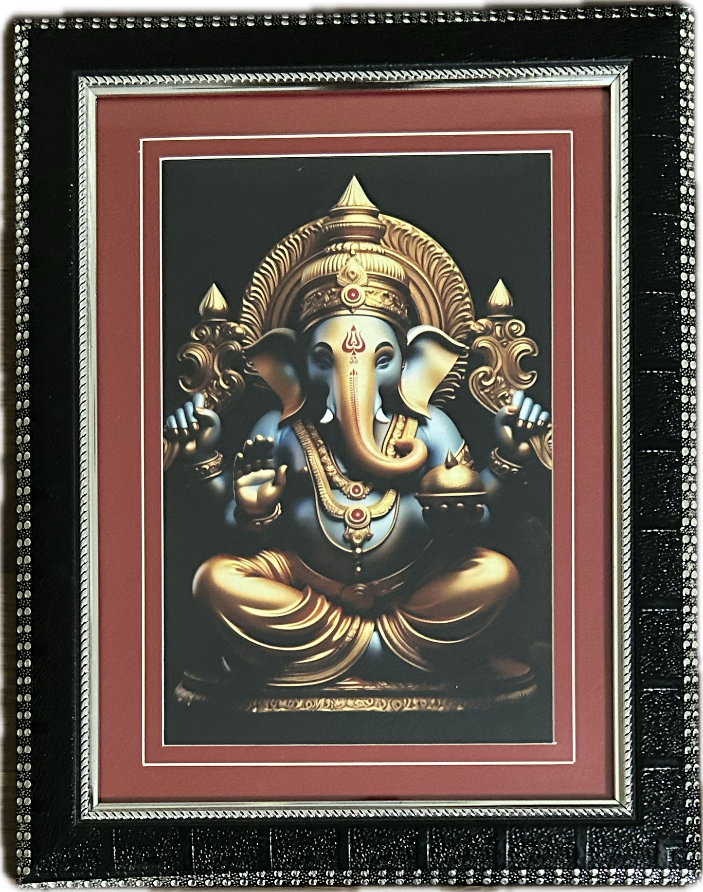 Framed Ganesha Painting - Hindu God of Wisdom and Prosperity