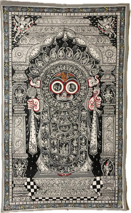 Monochrome Pattachitra Jagannath Wall Art - 39'' x 24''